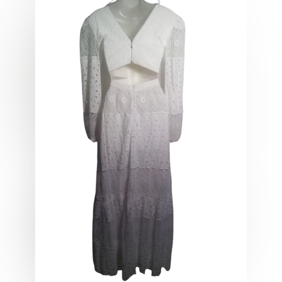 Gianni Bini Elegant Women’s White Long Maxi Eyelet Zip Back Cutout Dress Sz 0 - Picture 4 of 8